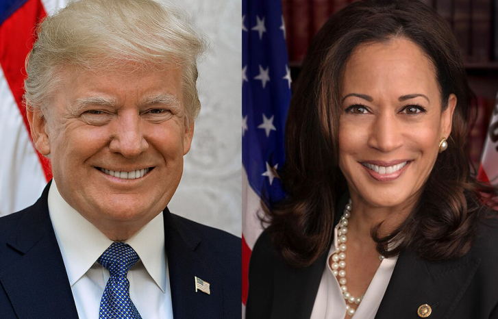 Portrettfoto av presidenkandidatene Donald Trump og Kamala Harris