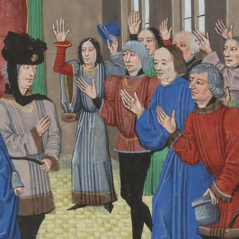 Illustrasjon av lordene som hyller hertugen og hertuginnen i Bretagne